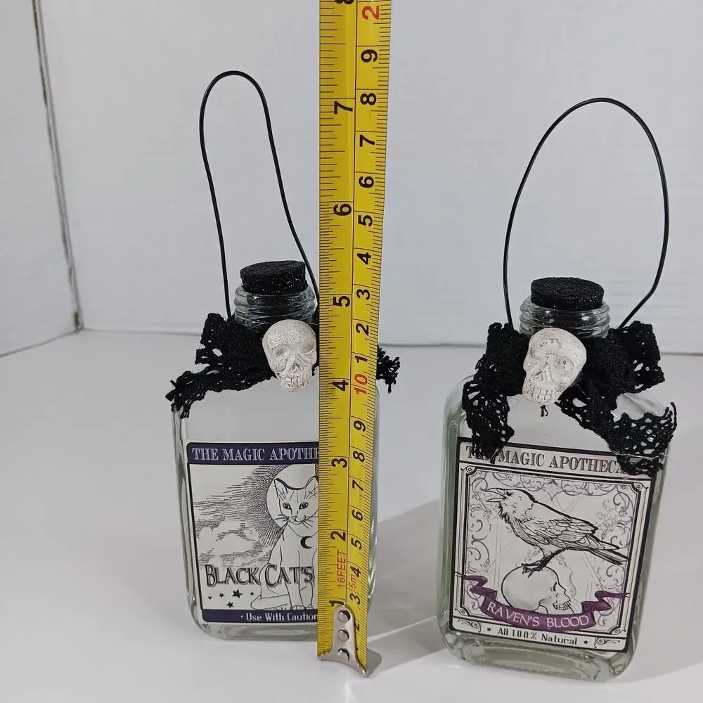 Ashland Magic Apothecary Halloween Decoration Glass Bottle Black Cat Raven Goth